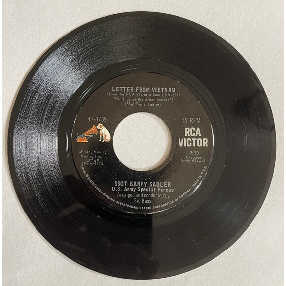 Other - SGT BARRY SADLER Ballad Of The Green Berets/Letter From Vietnam 45 RCA 47-8739